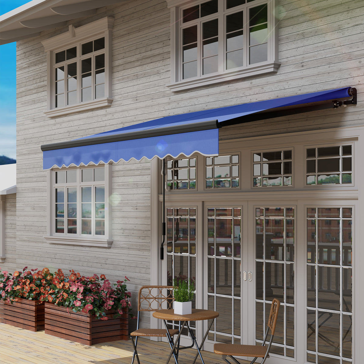 2.5 x 2m Electric Retractable Awning with LED Light - Blue