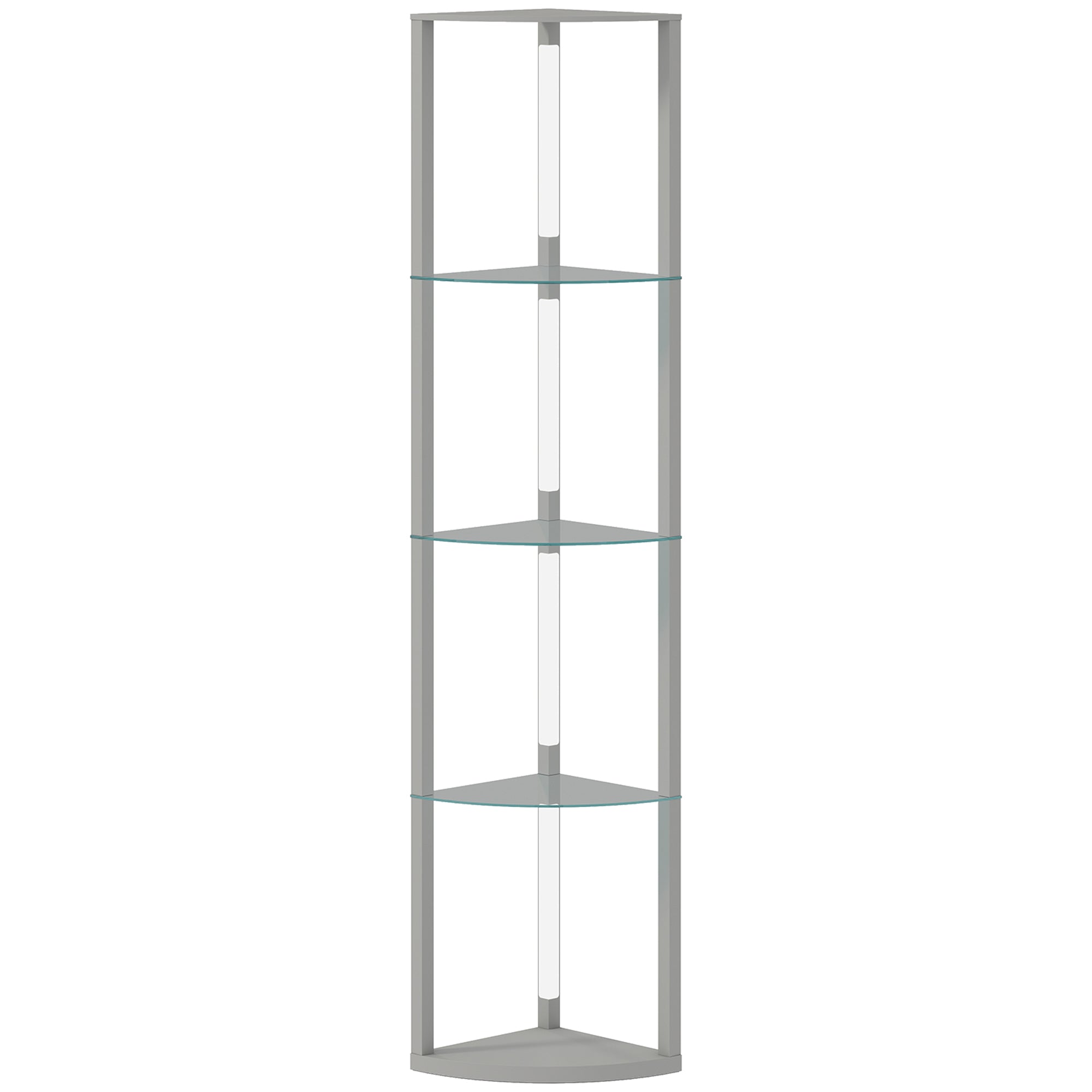 LED Floor Lamp with Shelves, Dimmable Standing Lamp with Foot Switch for Living Room, Bedroom, Grey