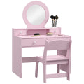 Kids Dressing Table Set with Mirror and Storage for Ages 3-8 - Pink