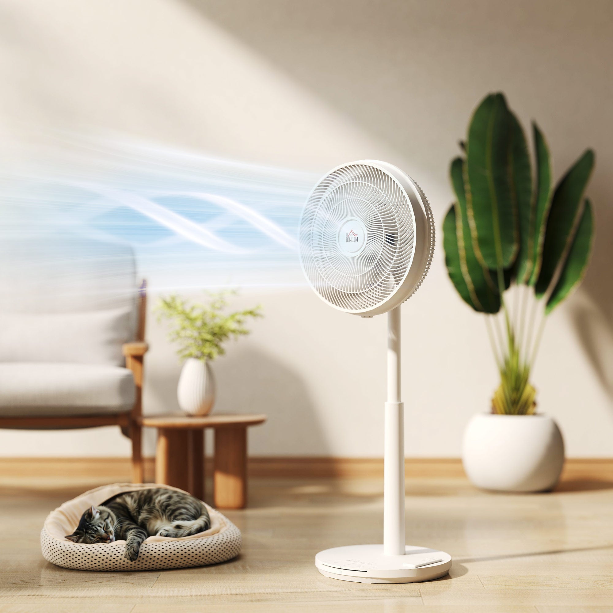 Pedestal Fan with Oscillating, Tilt, Adjustable Height, White