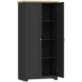 Kitchen Cupboard, 172cm Freestanding Storage Cabinet with Doors and Shelves, Black