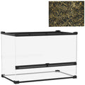 Reptile Glass Terrarium with Stone Background, Front Ventilation, Escape-Proof Knob Lock, 50 x 30 x 35 cm, Black