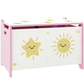 Toy Box with Lid, Safety Hinges and Groove Handles, Toy Storage organiser for Kids, Living Room, Playroom, Pink