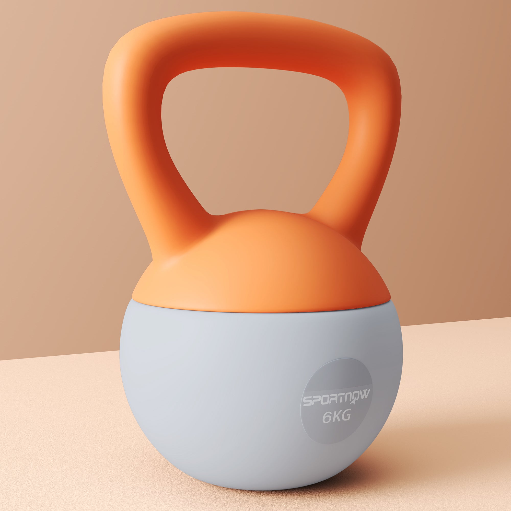Soft Kettlebell, 6kg Kettle Bell with Non-Slip Handle for Home Gym Weight Lifting and Strength Training, Orange and Grey