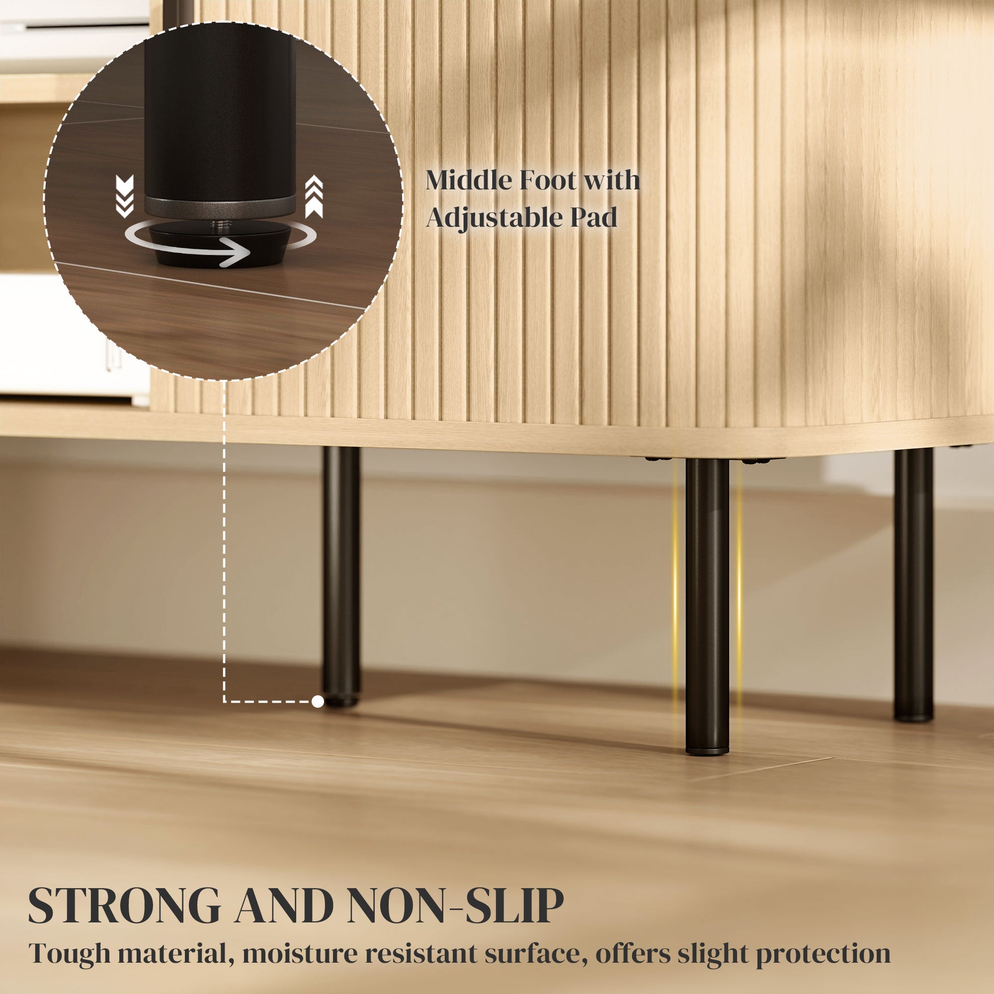 TV Stand Cabinet for TVs up to 55 Inches, TV Unit with Storage Shelves and Cupboard for Living Room, Oak Tone