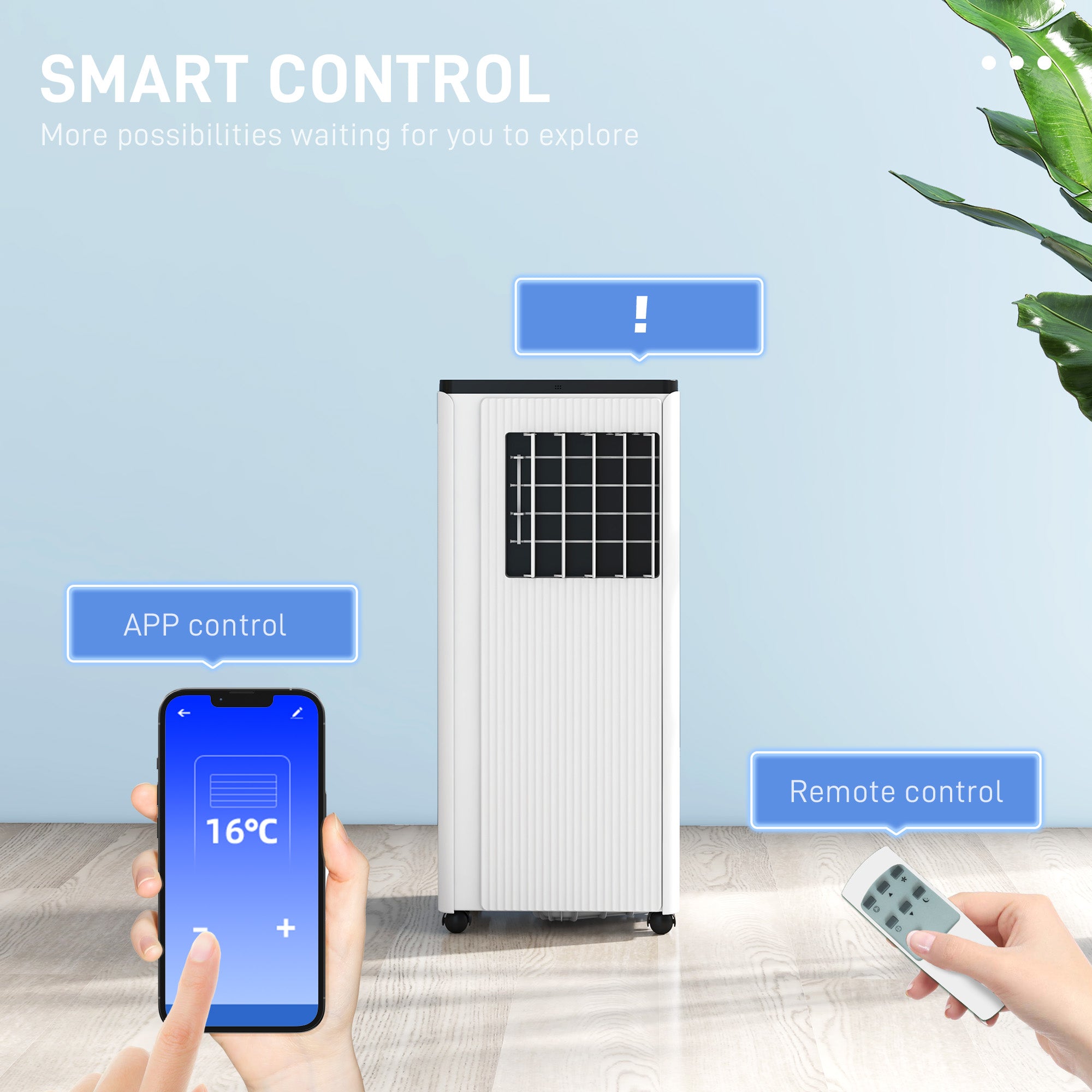 9,000 BTU App-Controlled Mobile Air Conditioner, 20m² Radius - White