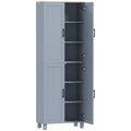 Freestanding Kitchen Cupboard, 4-Door Storage Cabinet with Adjustable Shelves, Modern Kitchen Pantry, 170cm, Grey