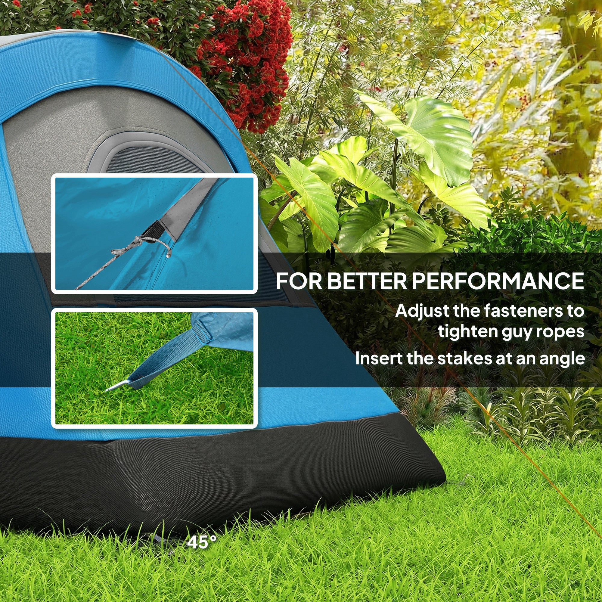 5-6 Man Camping Tent, Tunnel Tent, Water Resistant Hiking Shelter with Groundsheet and Carry Bag, Light Blue