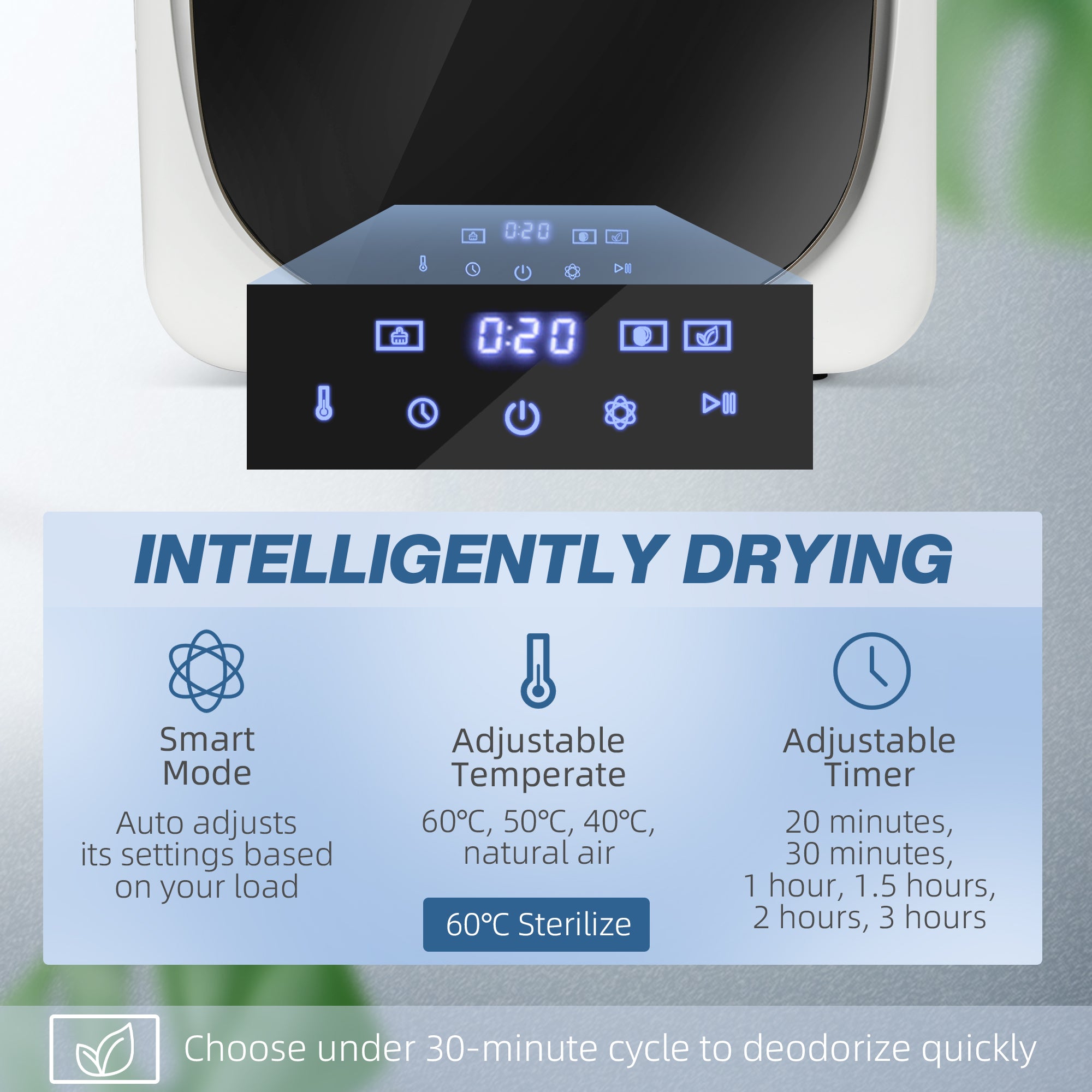 4kg Vented Tumble Dryer with Deodorize, Smart Mode, 800W Compact Tumble Dryer with Stainless Steel Tub, Front Load, for Flat, Home, RVs, White