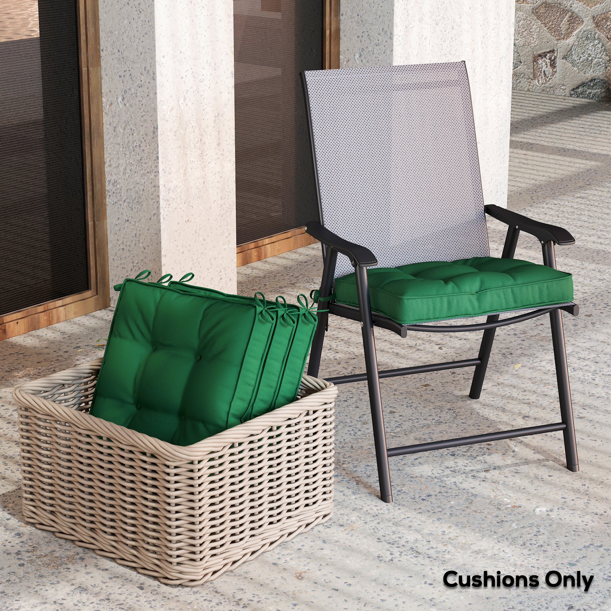 Set of 4 42 x 42cm Outdoor Seat Cushions - Green