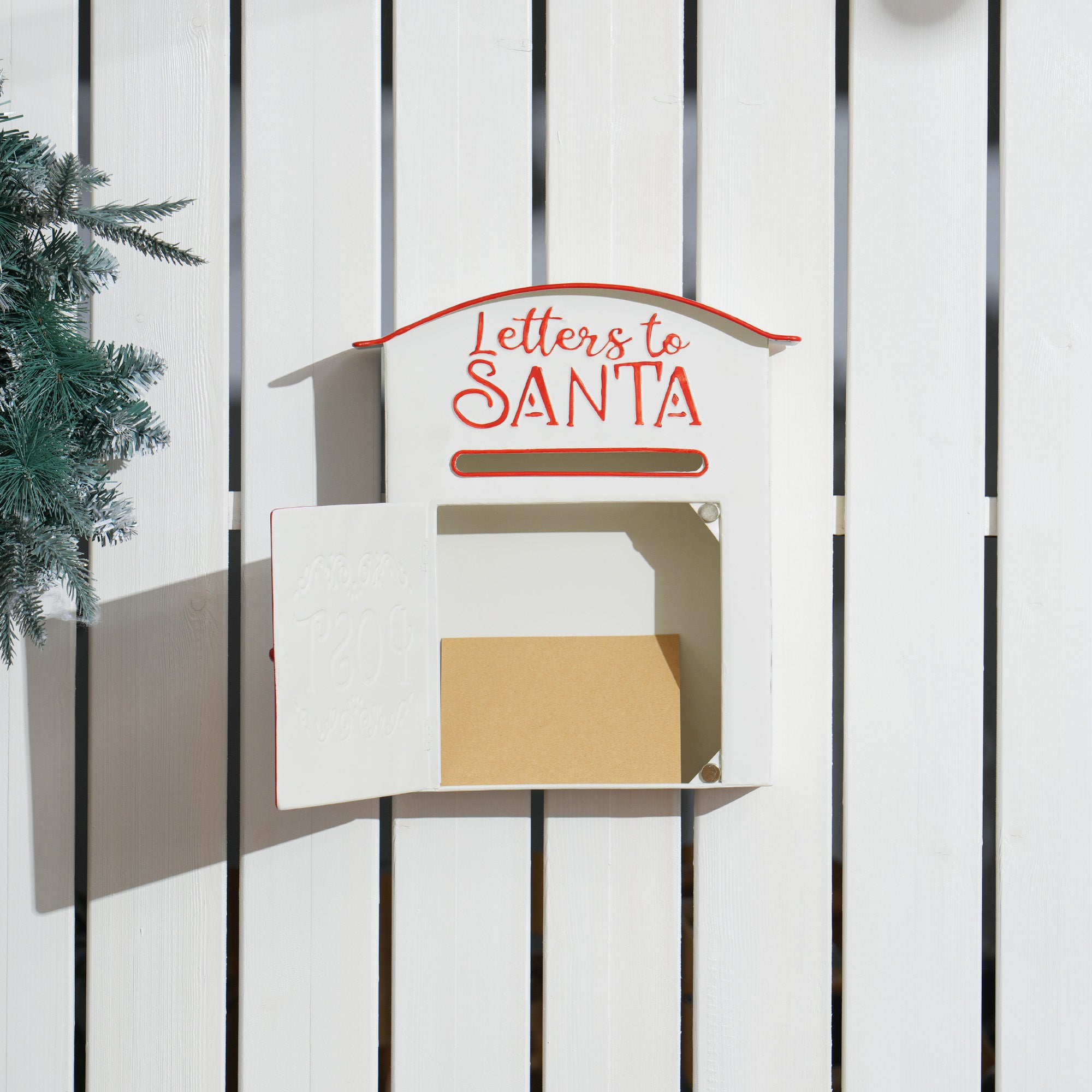 Christmas Post Box, Letters to Santa Mailbox, Wall Mounted Postbox, Christmas Decoration for Indoor and Outdoor, White