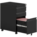 3-Drawer Steel Filing Cabinet with Lock, Wheels & Printer Top - Black