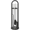 5 Pieces Fireplace Tools Set, Metal Fireplace Accessories Fireside Companion Set with Broom, Shovel, Poker and Bucket, Silver