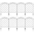 Decorative Garden Fencing 43in x 11.4ft 8PC Rustproof Steel Wire Picket Fence Panels with Swirls - Black