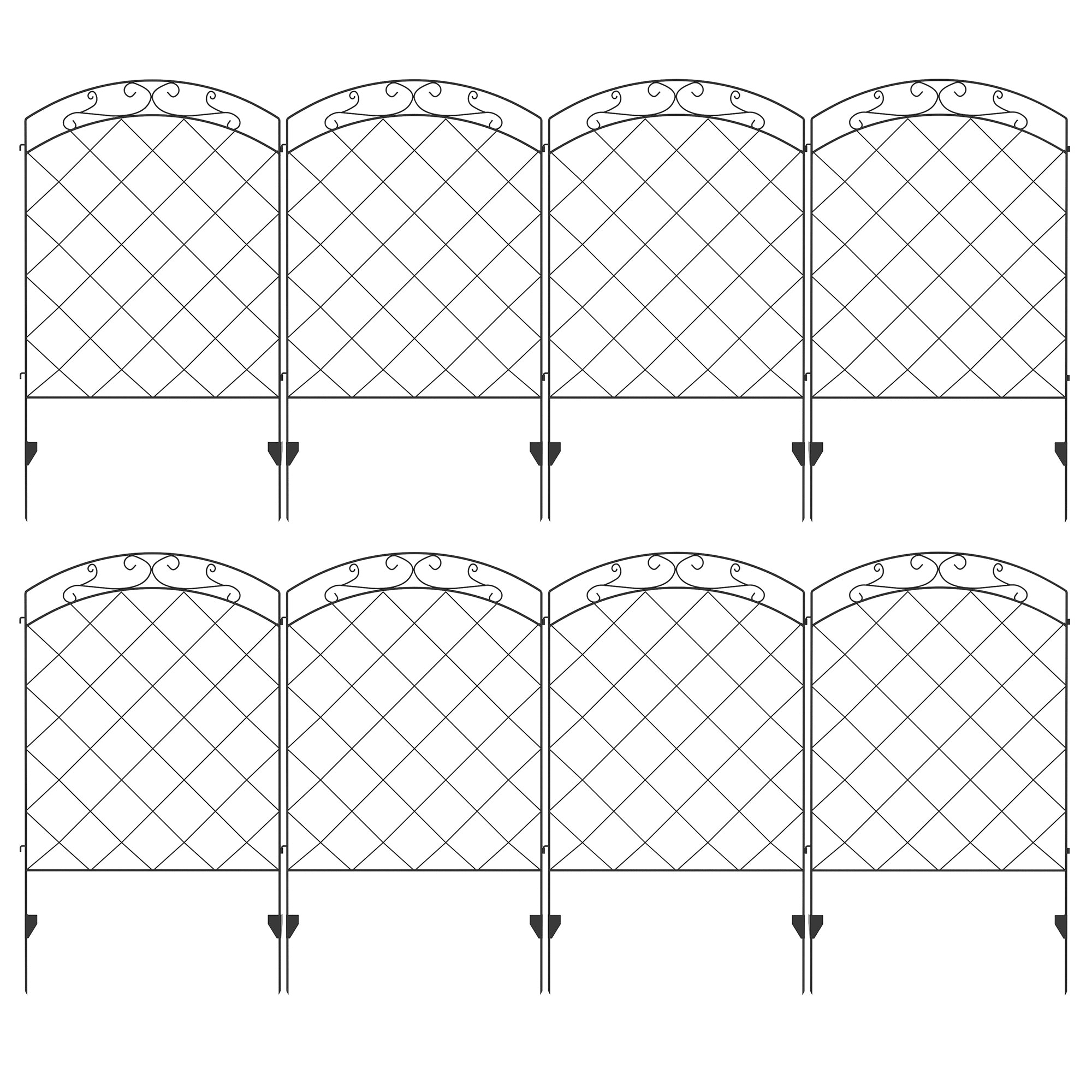 Decorative Garden Fencing, 43in x 11.4ft Outdoor Picket Fence Panels, 8PCs Rustproof Steel Wire Landscape Flower Bed Border Edging Animal Barrier, Swirls