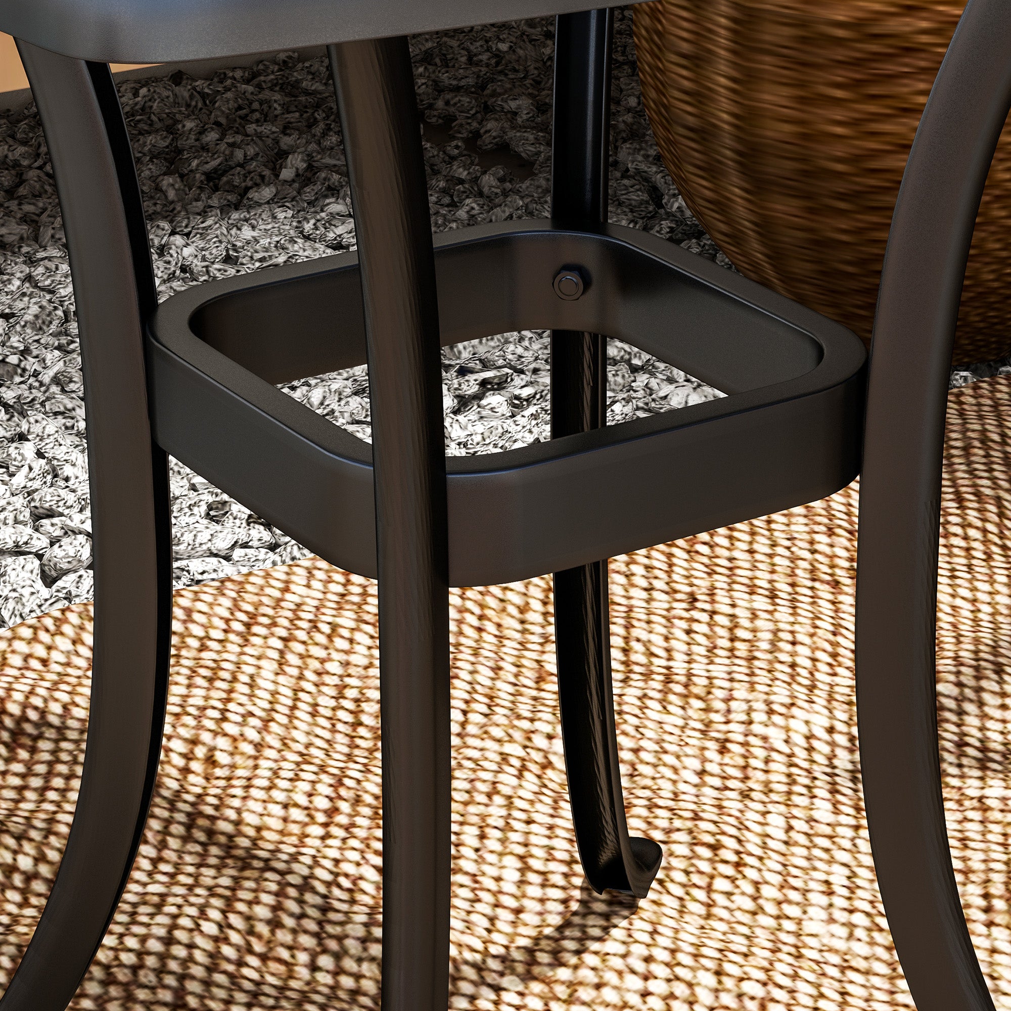 Outdoor Garden Table with 38mm Dia. Umbrella Hole, Cast Aluminium Patio End Table with Anti-slip Foot Pads for Garden, Patio, Balcony, 54 x 54cm, Black