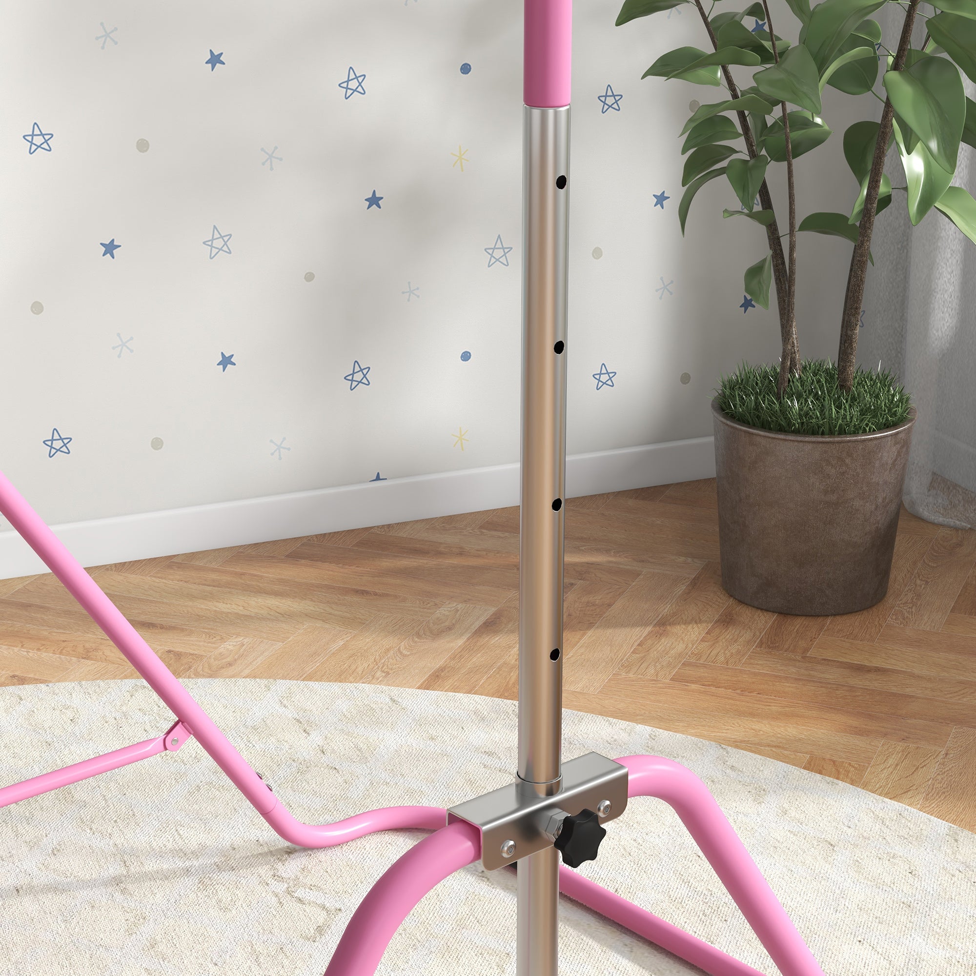 Adjustable Foldable Kids Gymnastic Bar with Horizontal Bars - Pink