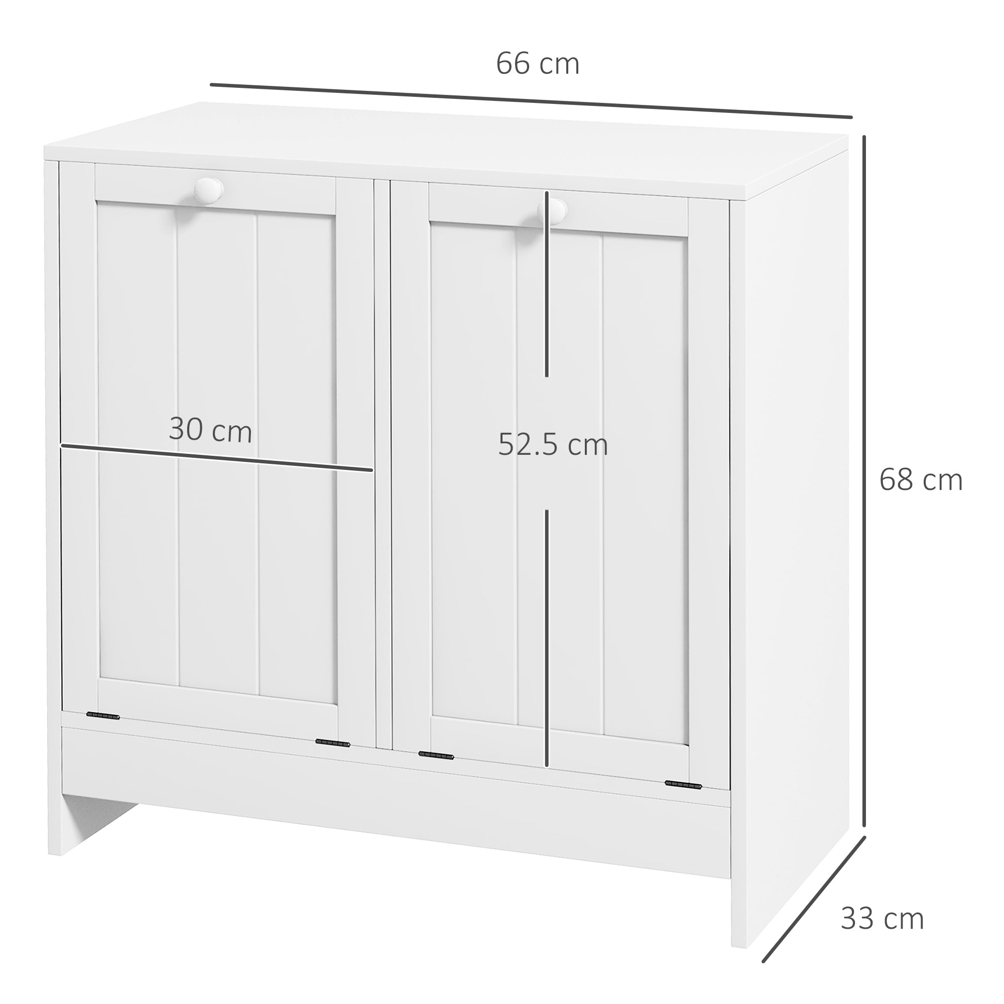 Double Hamper Laundry Storage Cabinet - White