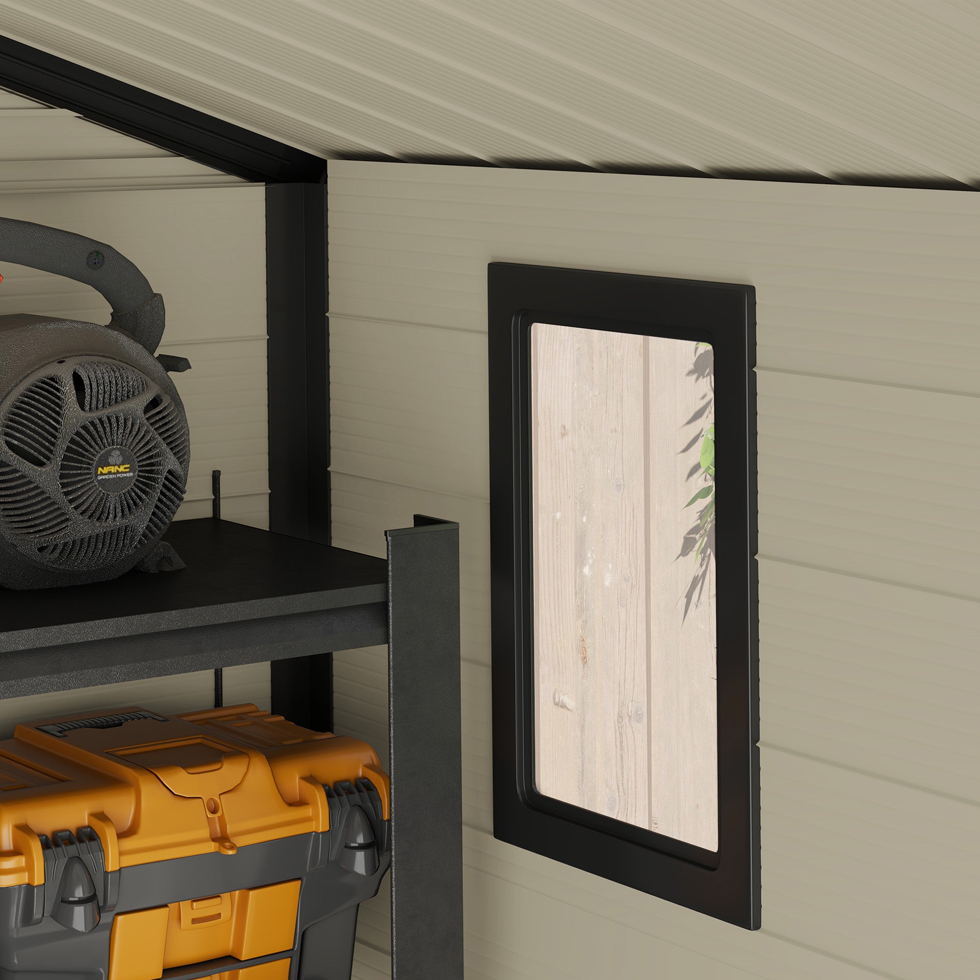 7.9ft x 6.2ft Aluminium Frame Garden Shed with Foundation - Cream White