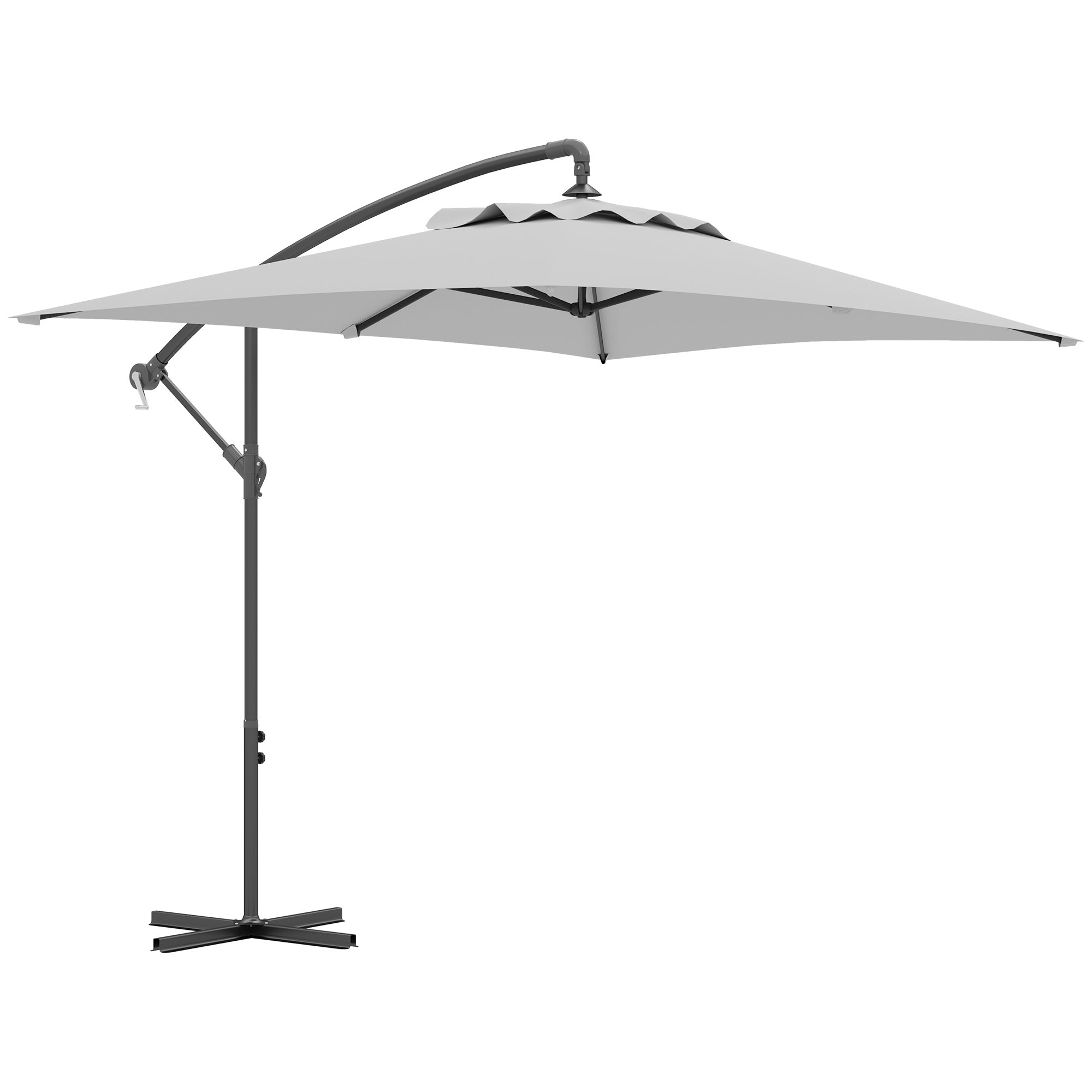 3 Metre Cantilever Parasol with Cross Base - Light Grey