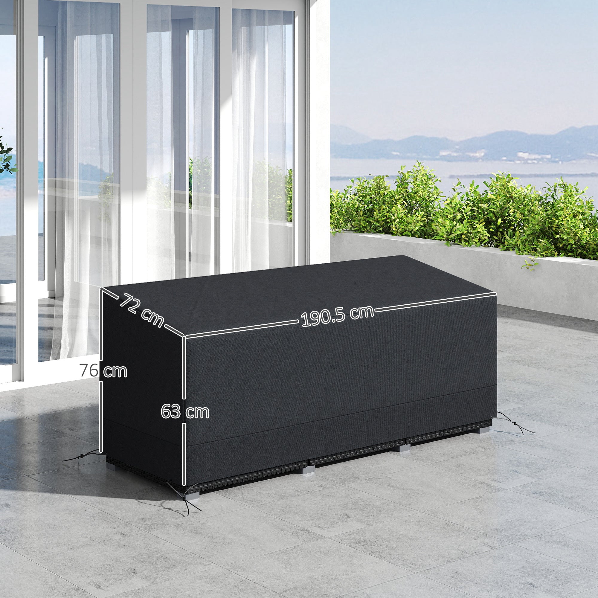 3 Seater Outdoor Sofa Cover Water & UV Resistant - Black