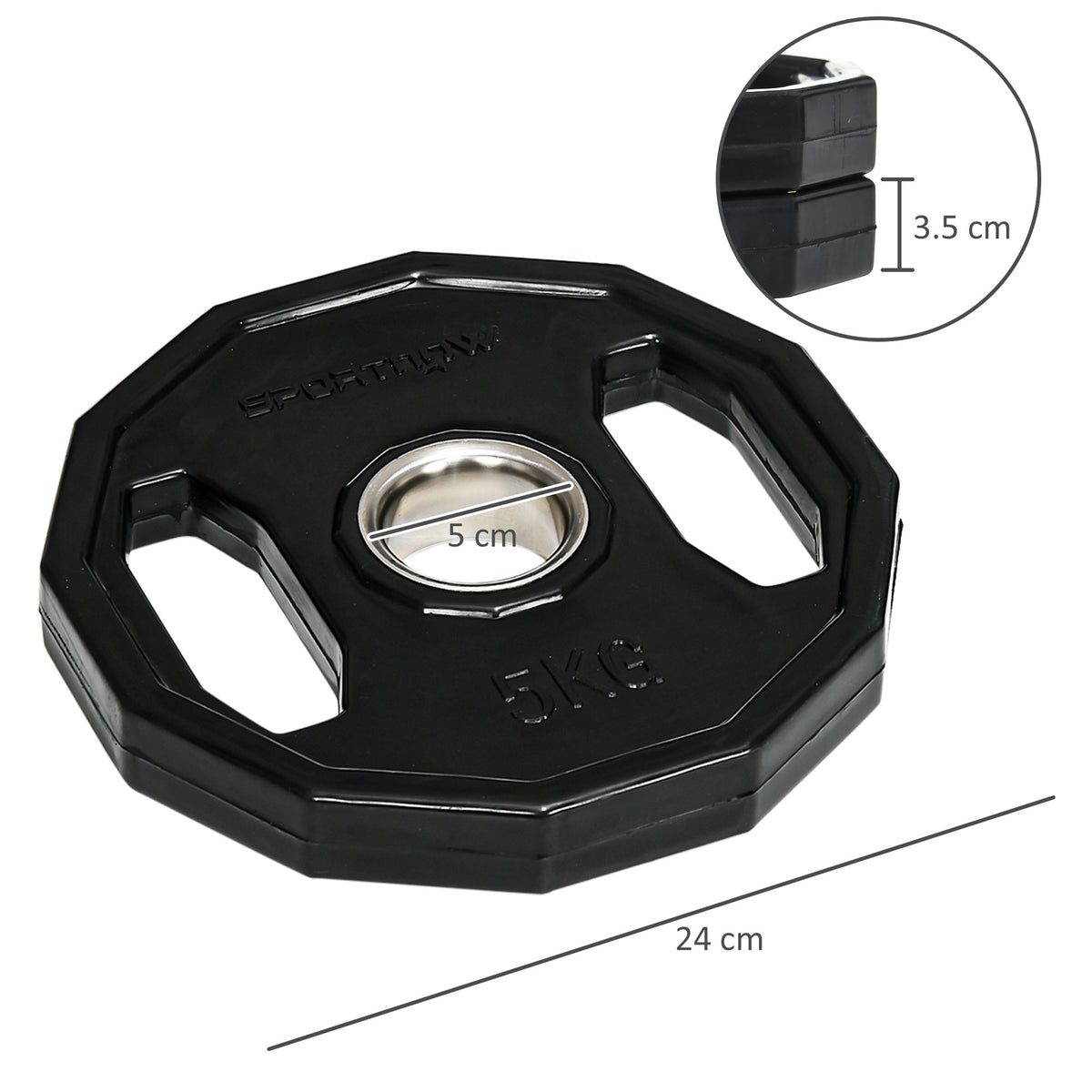 Olympic Weight Plates Set, Metal and Rubber Bumper Plates Weights Discs with 2"/5cm Holes, for Home Gym Weight Lifting Strength Training, 2 x 5kg, Black