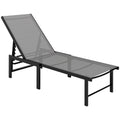 5-Level Adjustable Garden Sun Lounger Chair with Texteline Seat and Steel Frame - Grey