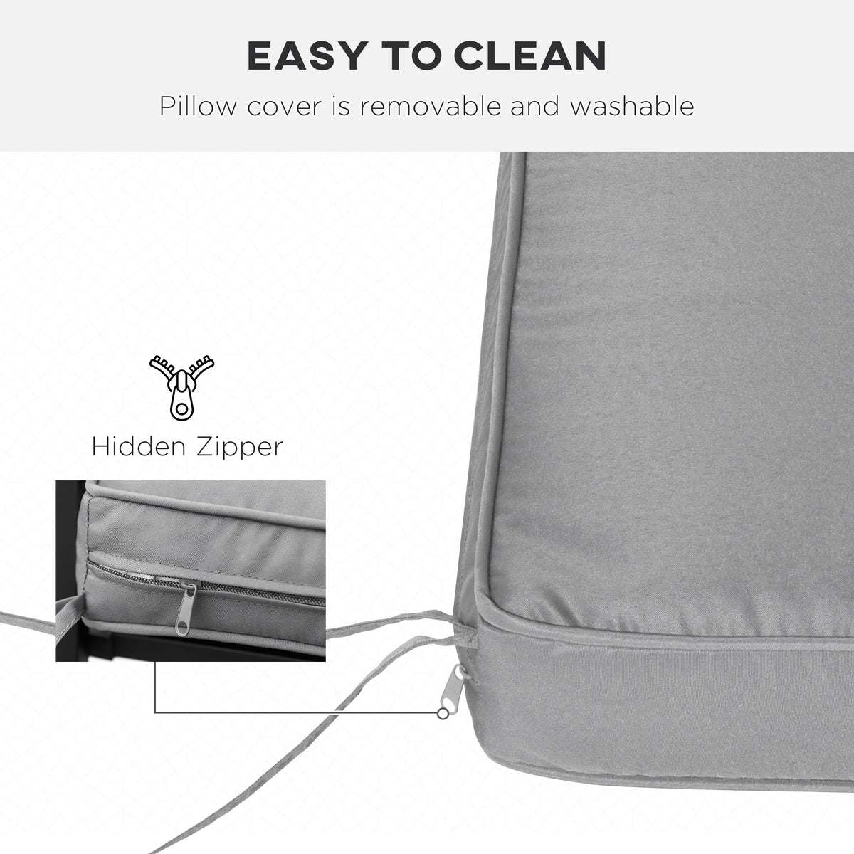 2 Seater Outdoor Garden Bench Cushion Waterproof Polyester 120x50cm - Light Grey