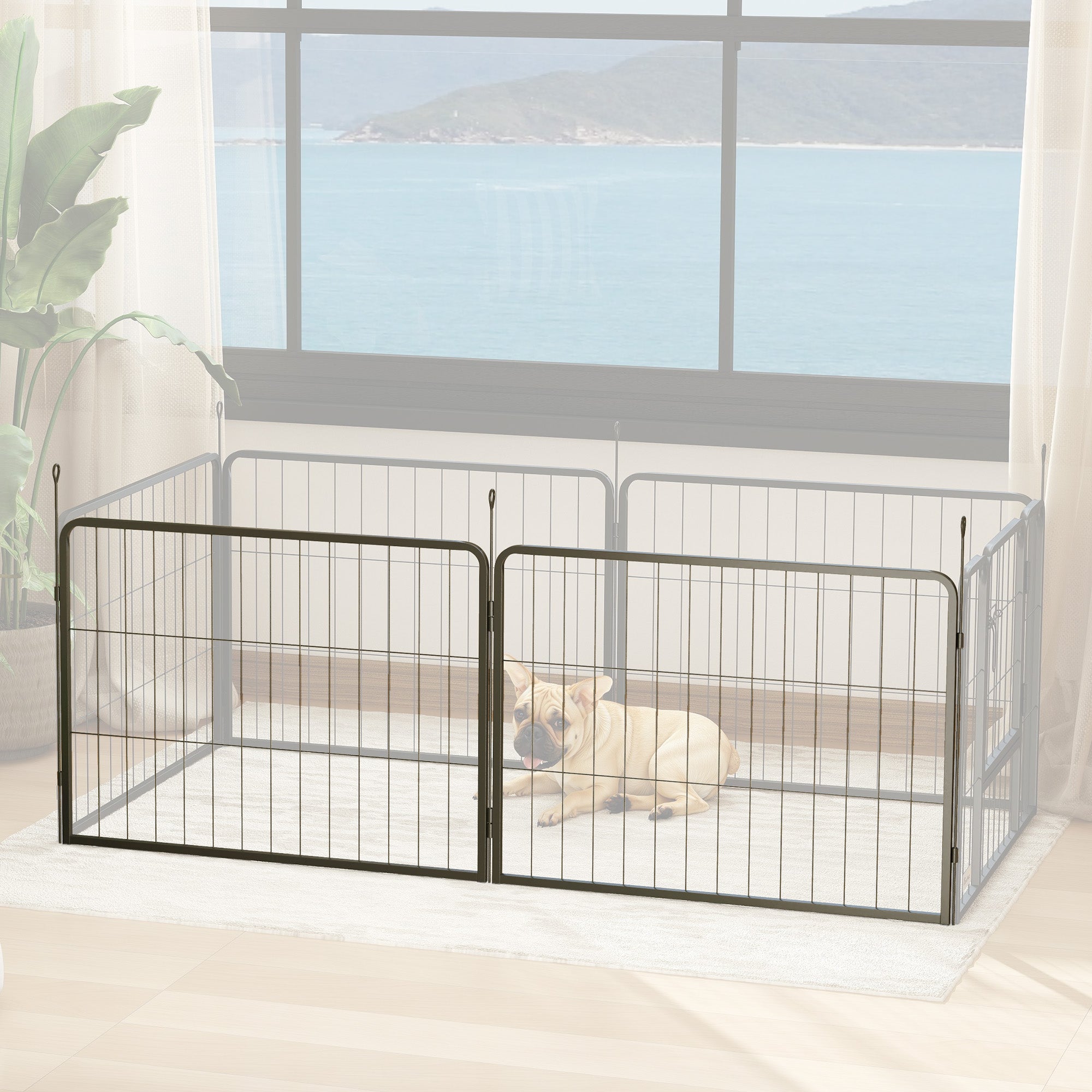 2 Piece Dog Pen Expansion Pack for 60cm High Pet Playpen with 3 Stakes, for Small Dogs