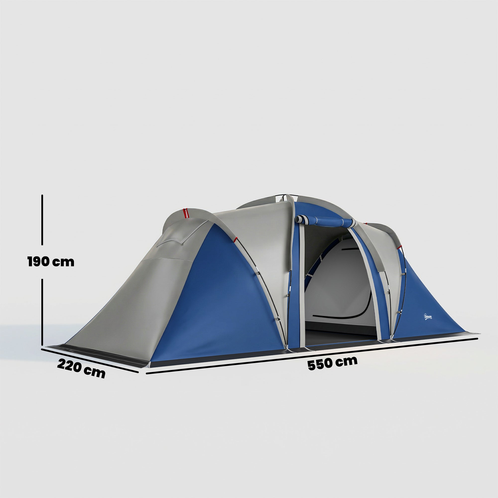 Family Camping Tent 3000mm Waterproof Windproof Tunnel Tent 8-12 Person, Navy Blue & Light Grey