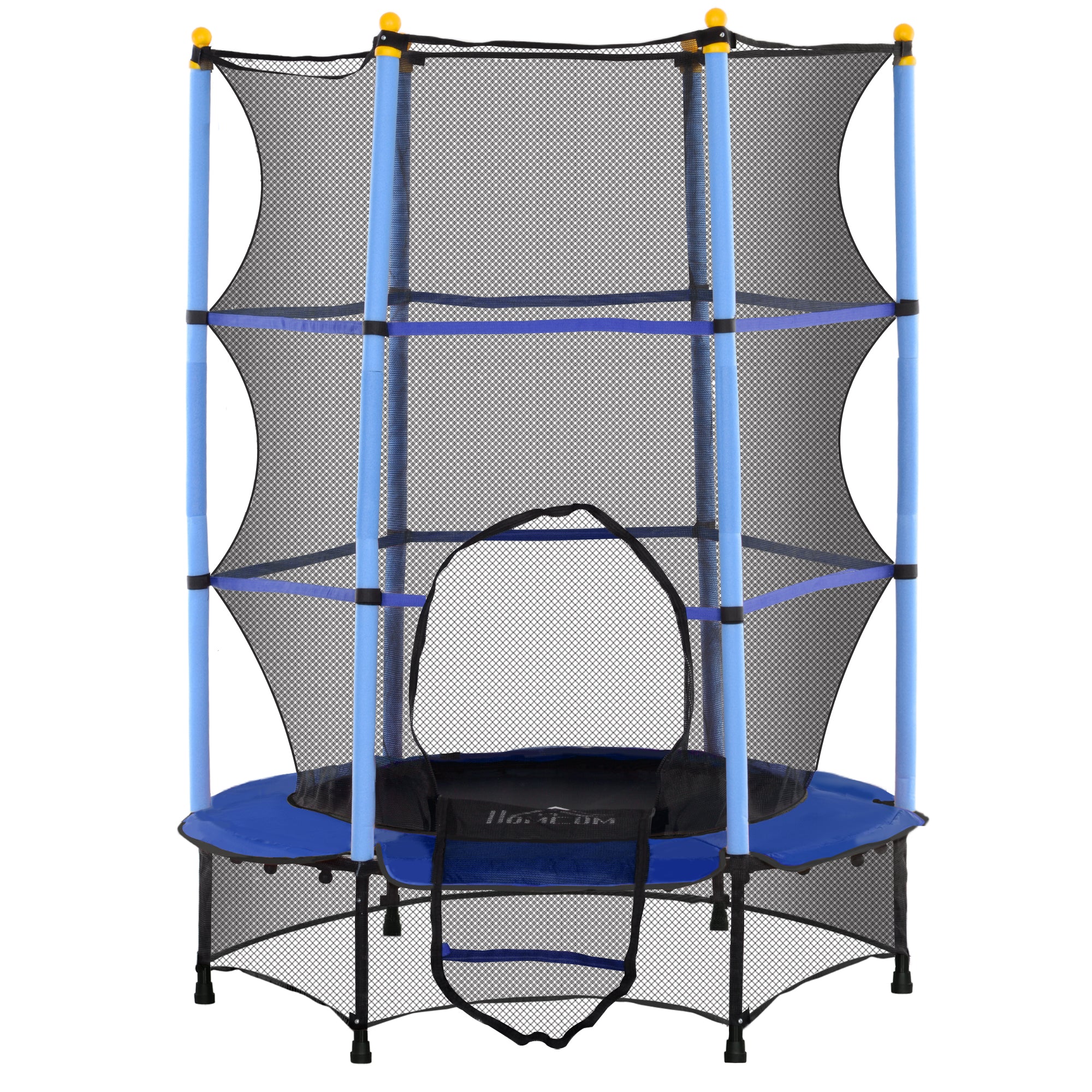 4.6FT/55" Kids Trampoline with Safety Enclosure, Outdoor Indoor Use, for Ages 3-10 Years, Blue