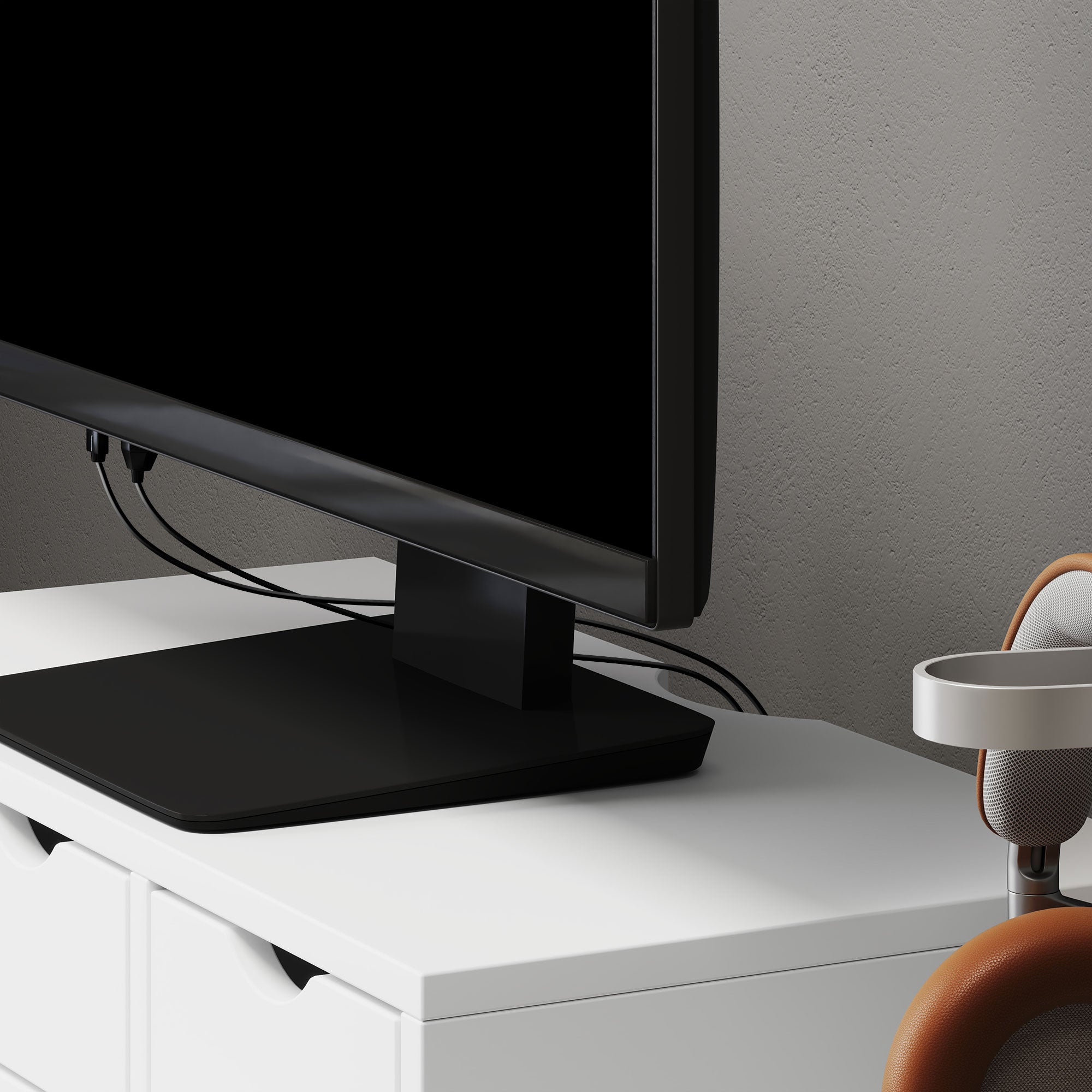 Monitor Stand Riser with 3 Drawers for Laptop, PC, Small Printer 51x24x13cm - White