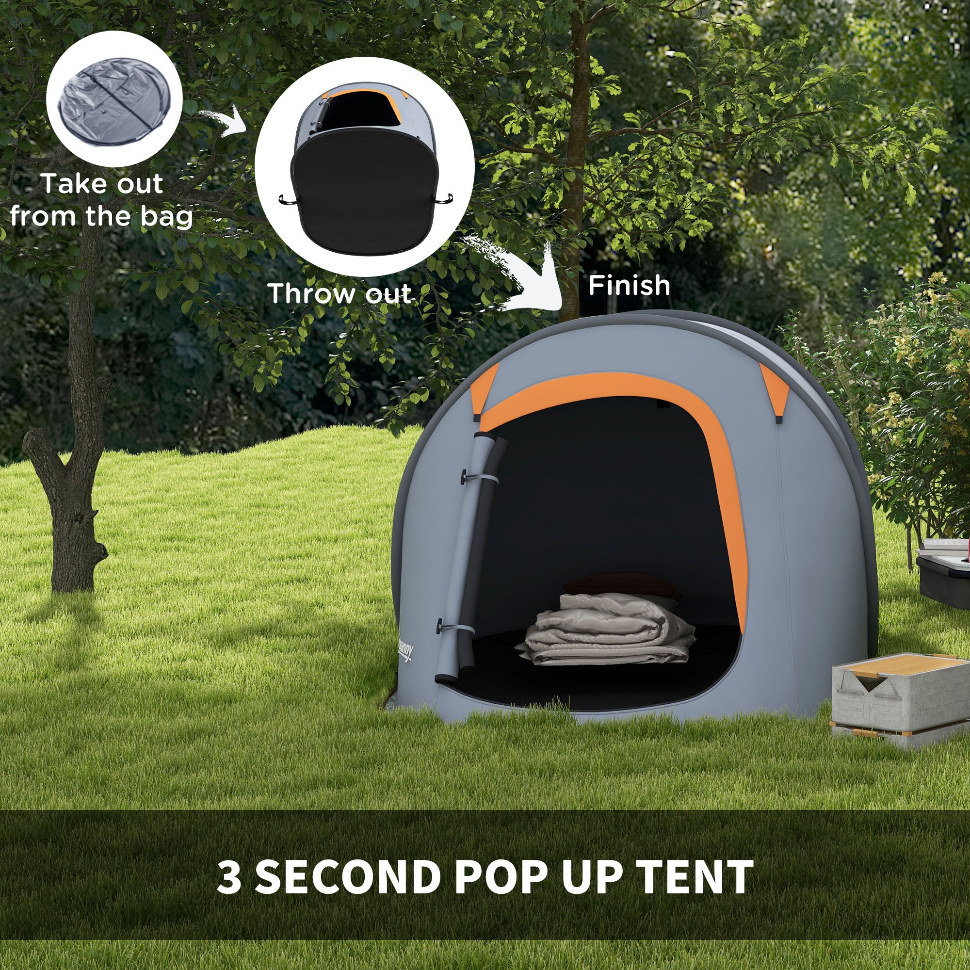 Two-Man Pop-Up Dome Tent for Easy Camping Setup - Grey