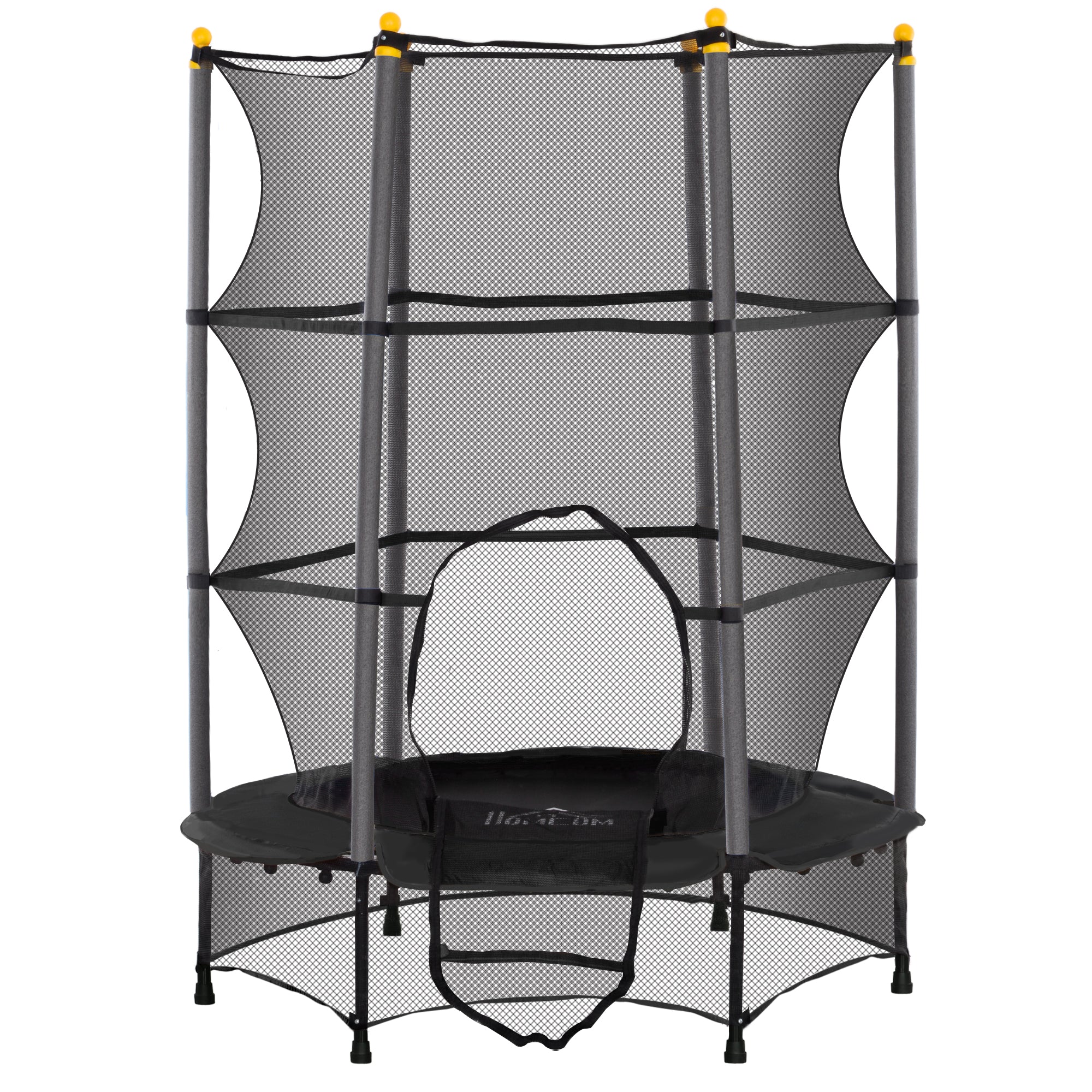 4.6FT/55" Kids Trampoline with Safety Enclosure, Outdoor Indoor Use, for Ages 3-10 Years, Black