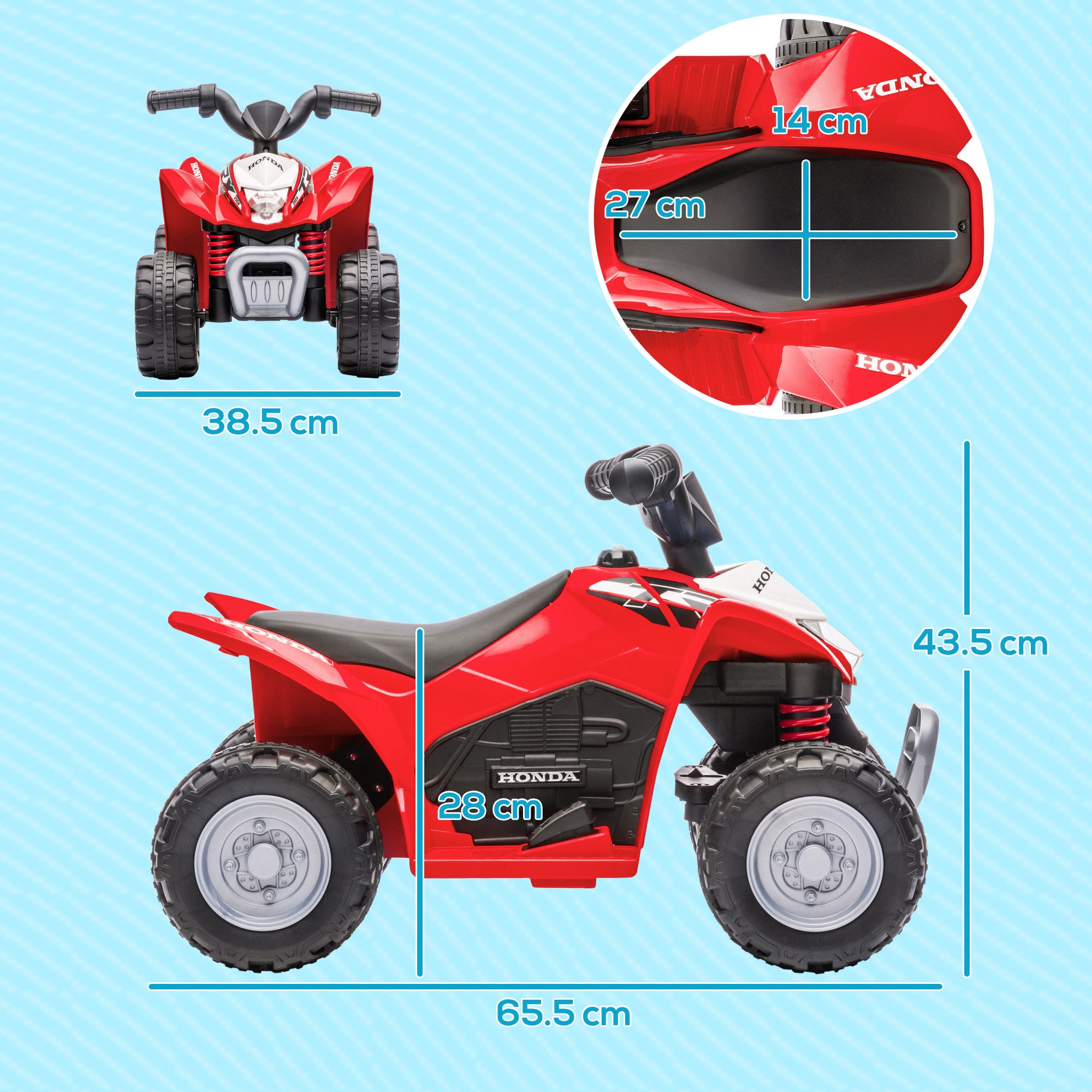 Honda Licensed Kids Electric Quad Bike, 6V ATV Ride On for Ages 1.5-3 Years, Red