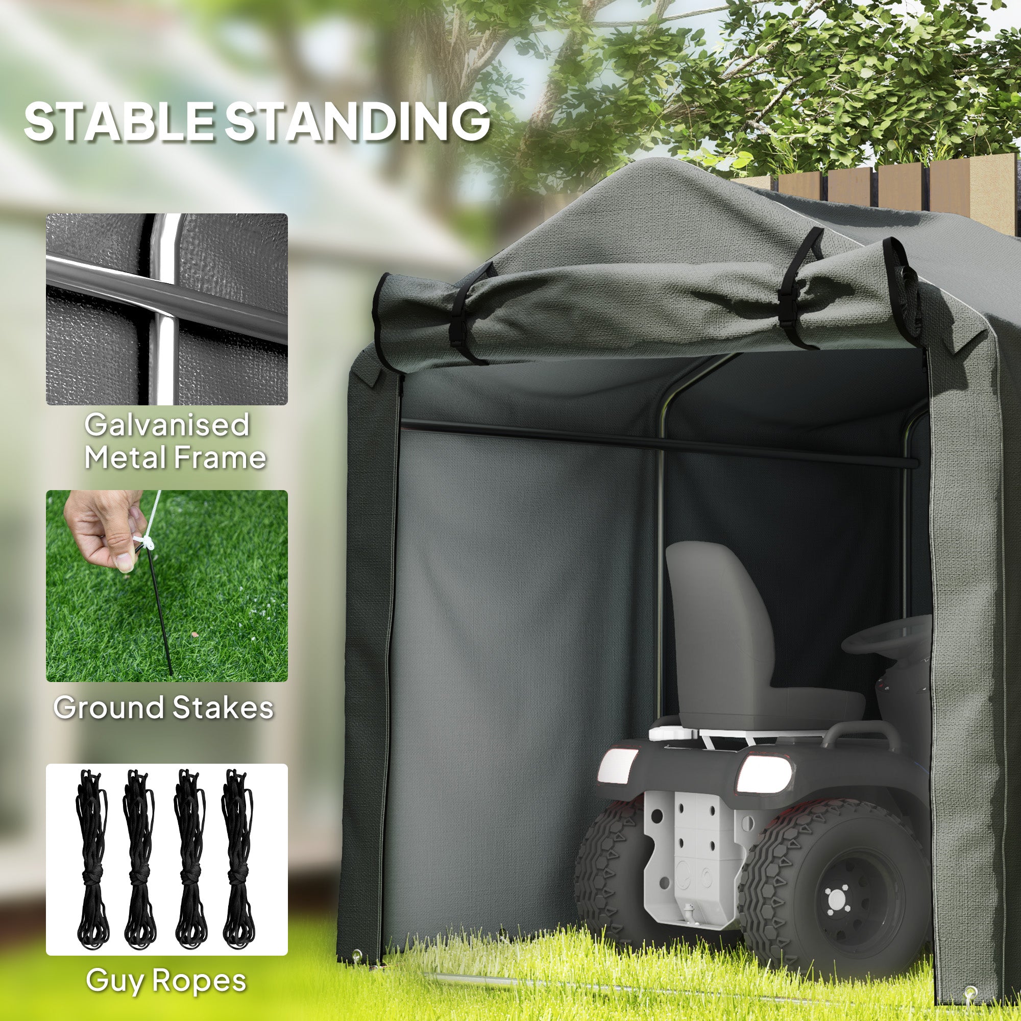Garden Storage Tent 2.2x1.6m Waterproof UV-Resistant Dark Grey