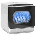 Mini Tabletop Dishwasher with 6L Water Tank, 6 Programs, Touch Control & LED Display, 4 Place Settings - Silver Tone
