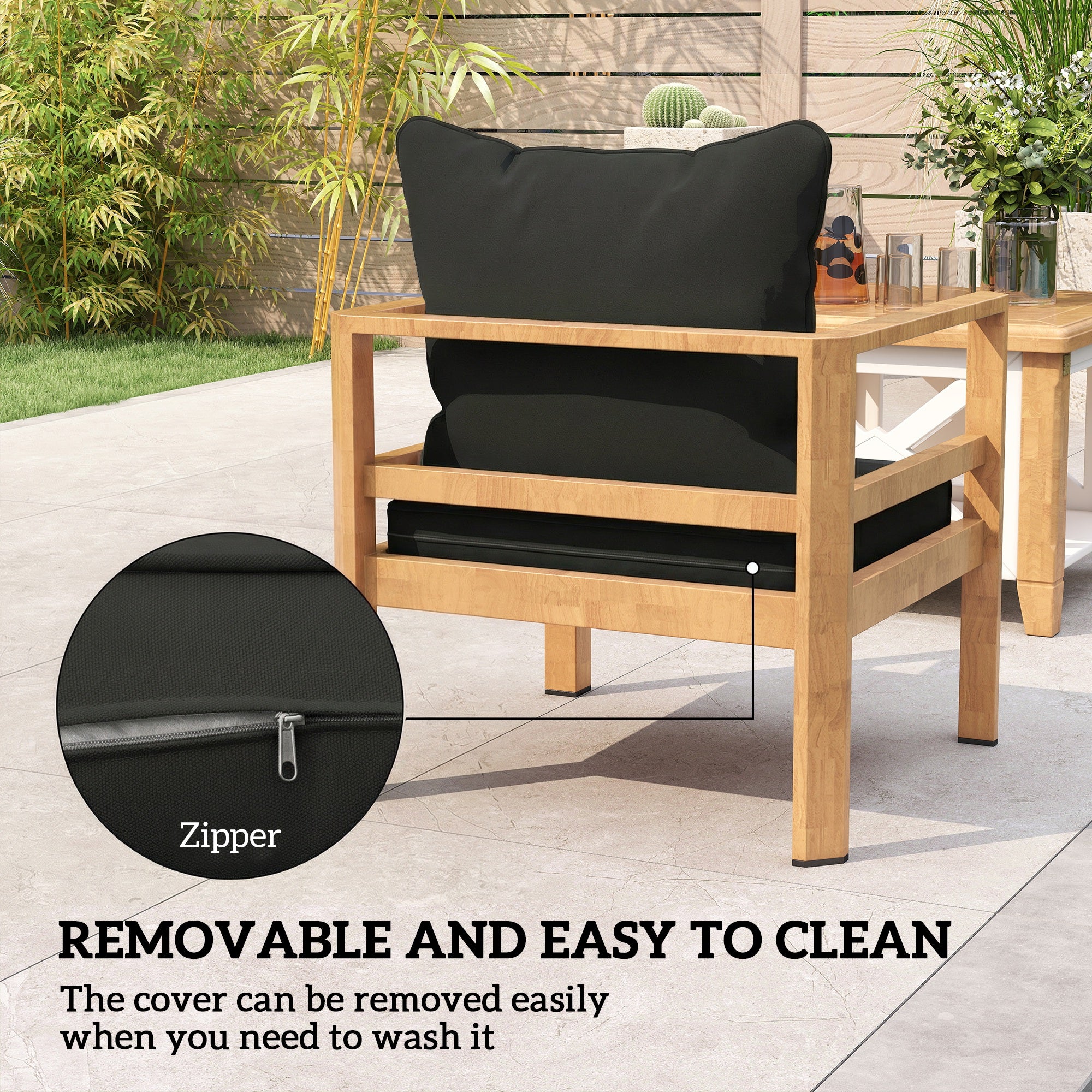 Seat and Back Padded Cushion Set, CUSHION ONLY - Black