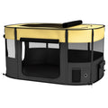 Foldable Portable Dog Pen with Storage Bag and Ground Stakes for Indoor Outdoor Use - Yellow