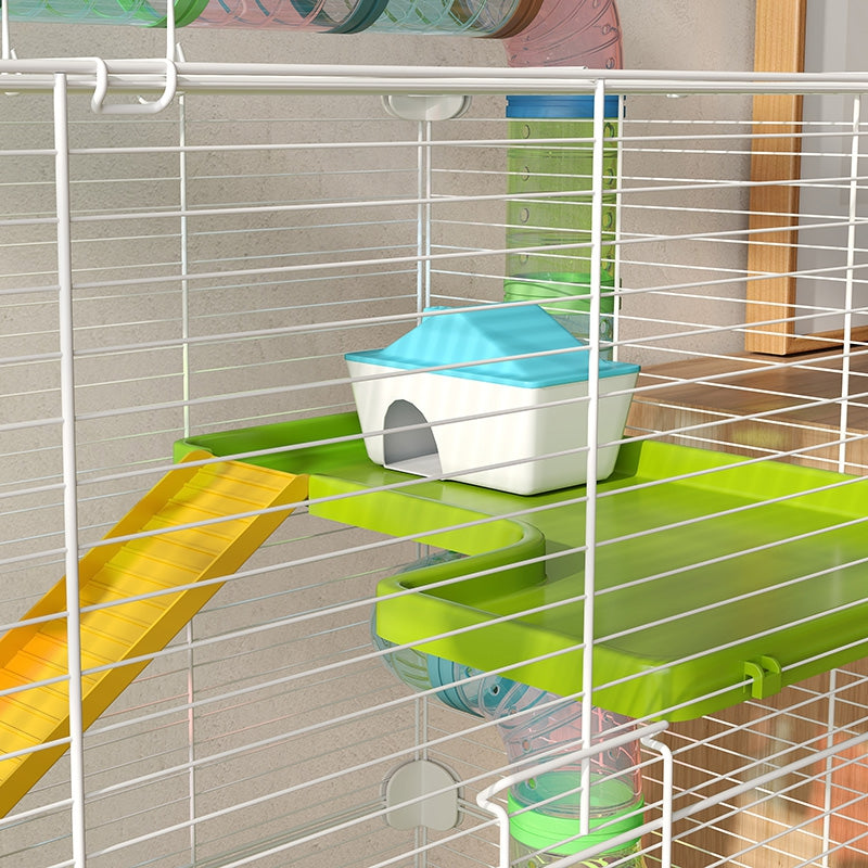 Hamster Cage w/ Water Bottle, Exercise Wheel, Tubes, Ramps - Green