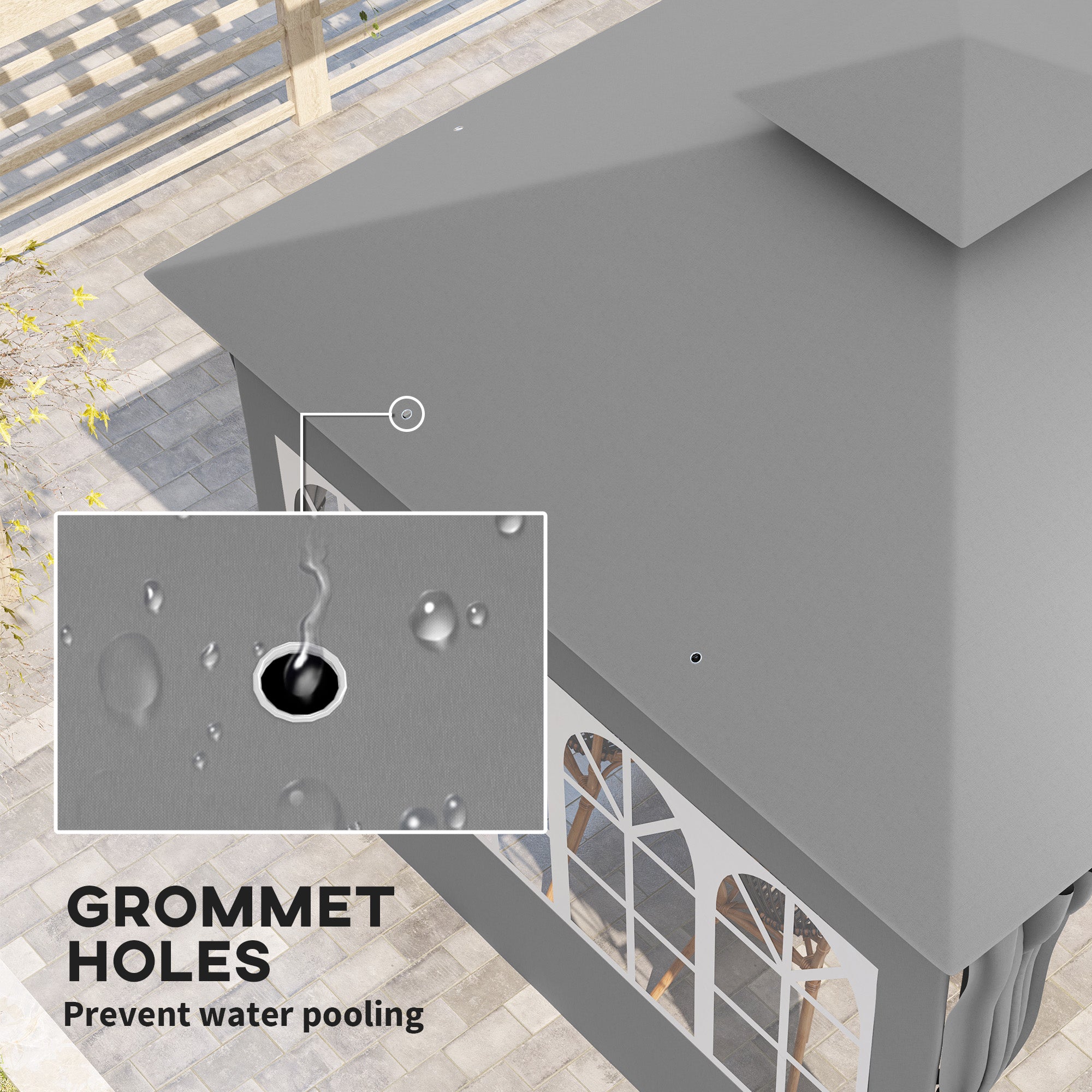 3 x 3 Metres Garden Gazebo Set with Double Roof and Removable Sidewalls - Light Grey