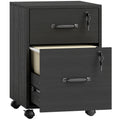 Rolling File Cabinet with 2 Drawers, Mobile Filing Cabinet with Hanging File Folder for Letter Sized Documents, Black