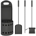 4 Pieces Fireplace Companion Set, Metal Fireplace Accessories Fireside Companion Set with Broom, Shovel, Poker, Bucket, Black