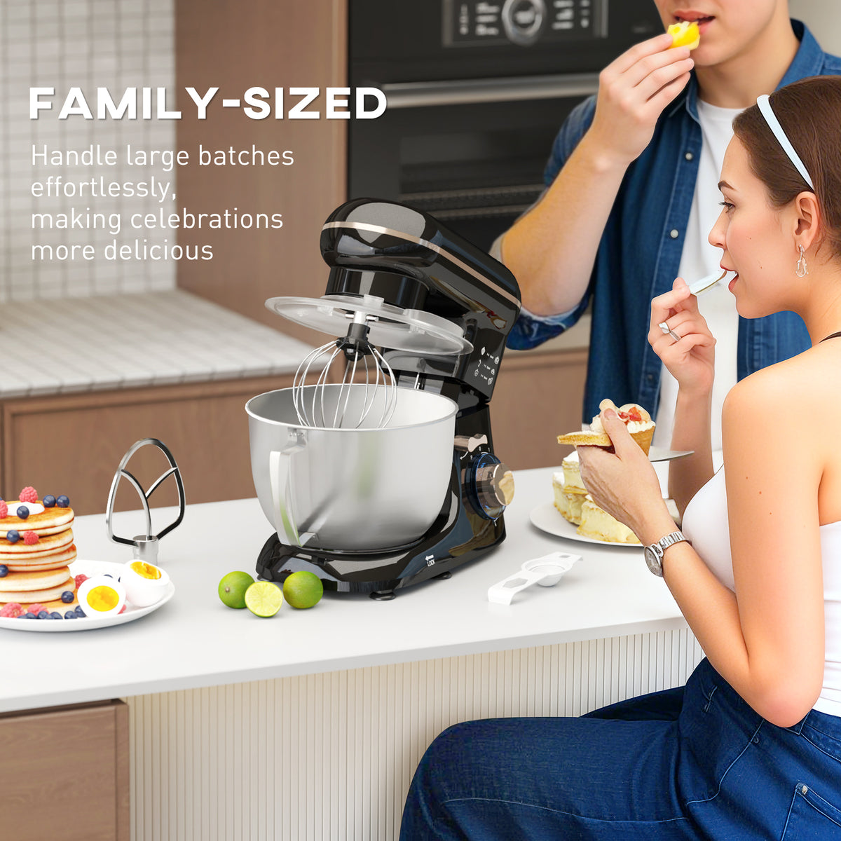 1300W Kitchen Stand Mixer with Accessories 4.5L Bowl - Black
