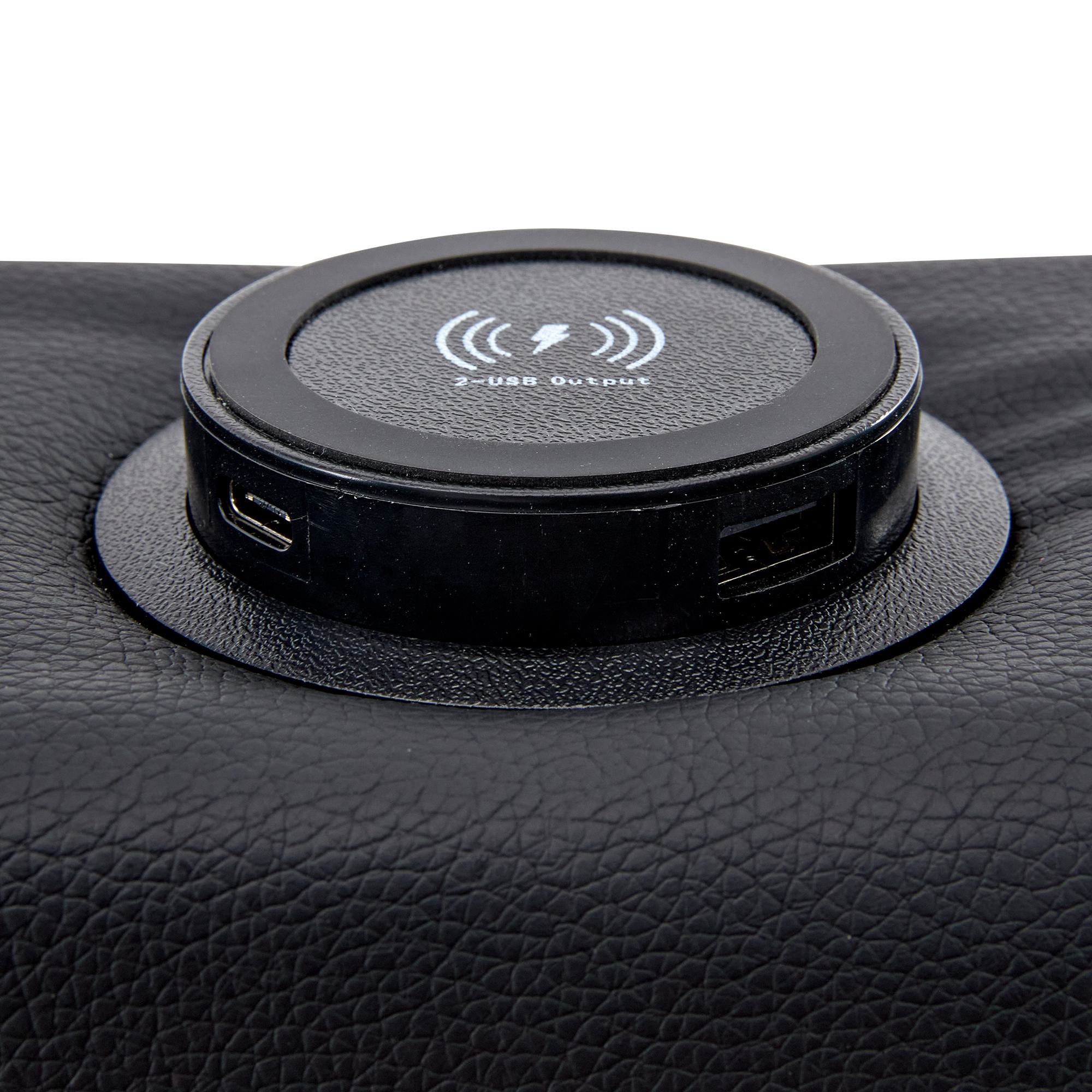 King Size LED Upholstered Bed with USB Charging and Storage - Black