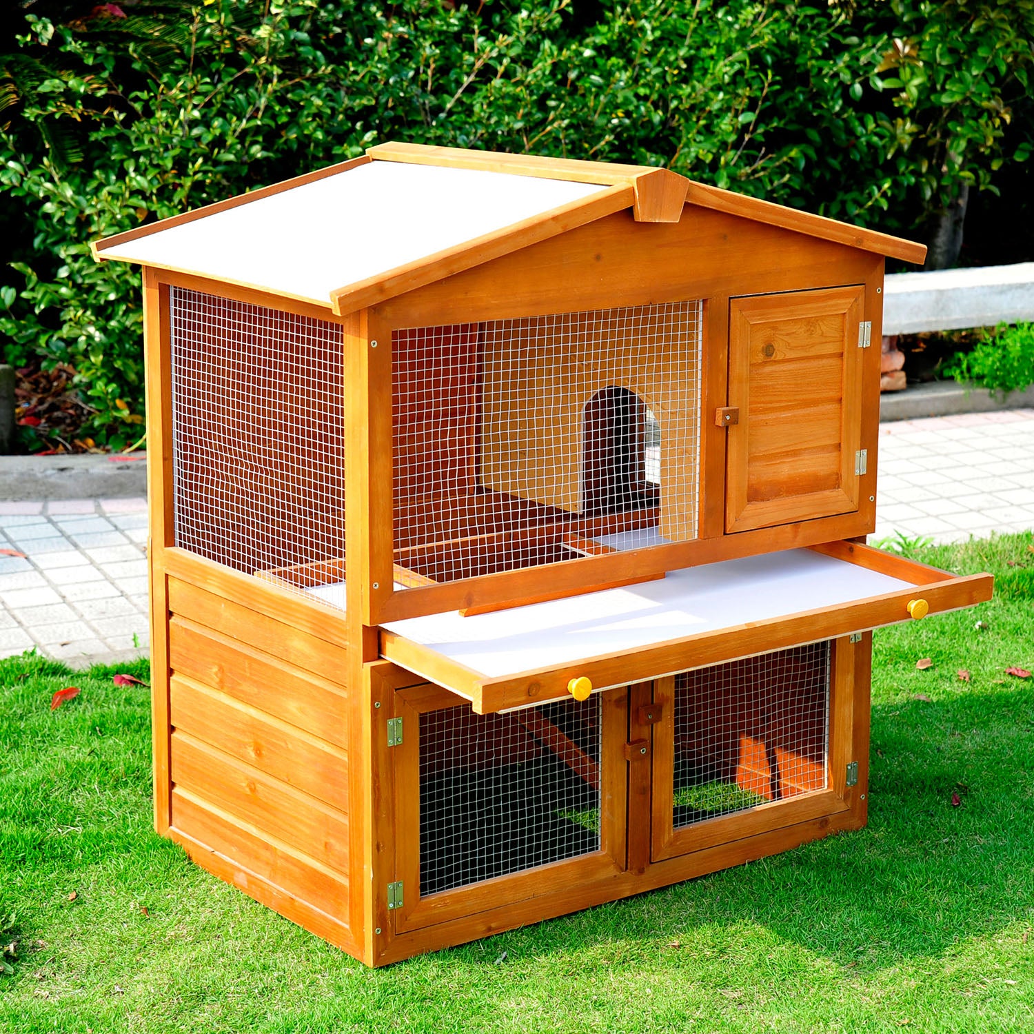 Wooden Rabbit Hutch House, Size (93.5x55x98 cm)