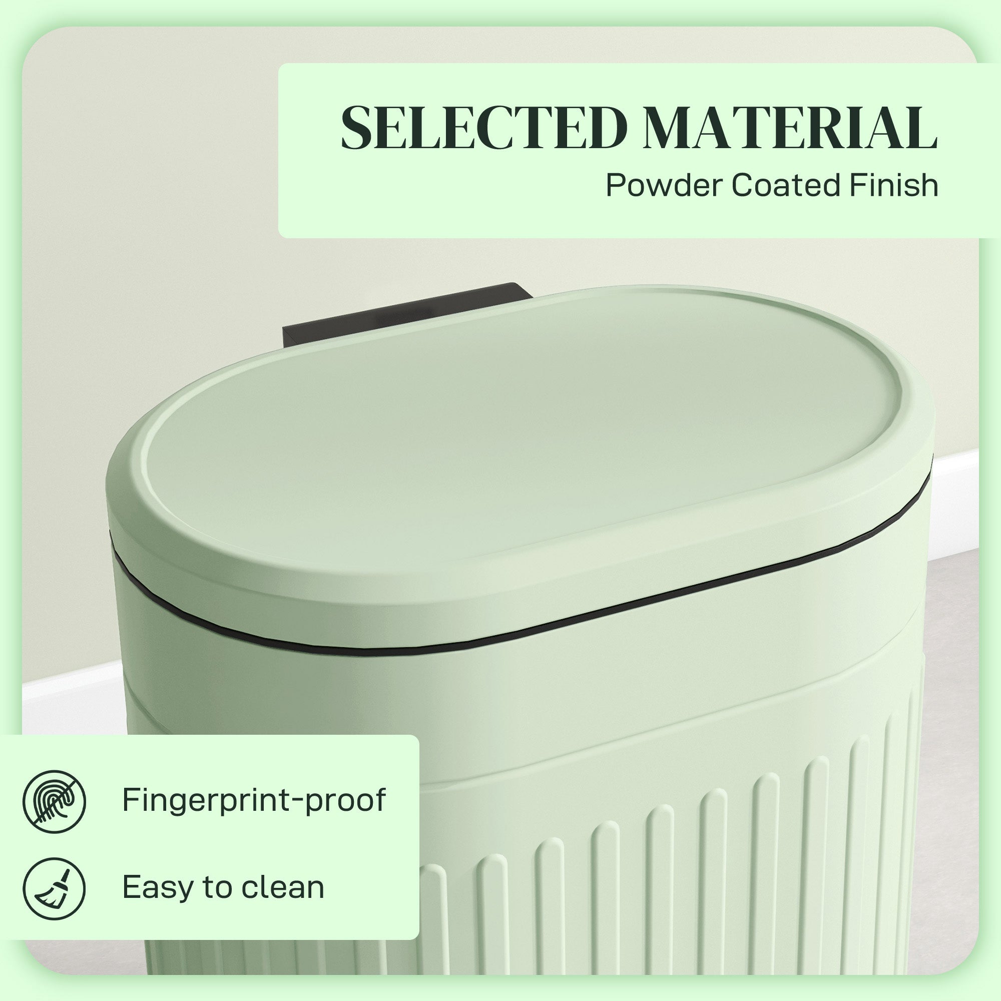 20 Litre Pedal Bin, Fingerprint Proof Kitchen Bin with Soft-close Lid, Metal Rubbish Bin with Foot Pedal and Removable Inner Bucket, Light Green