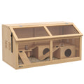 Wooden Hamster Cage with Suspension Bridge, Hut & Openable Top 85x45x44cm - Nature