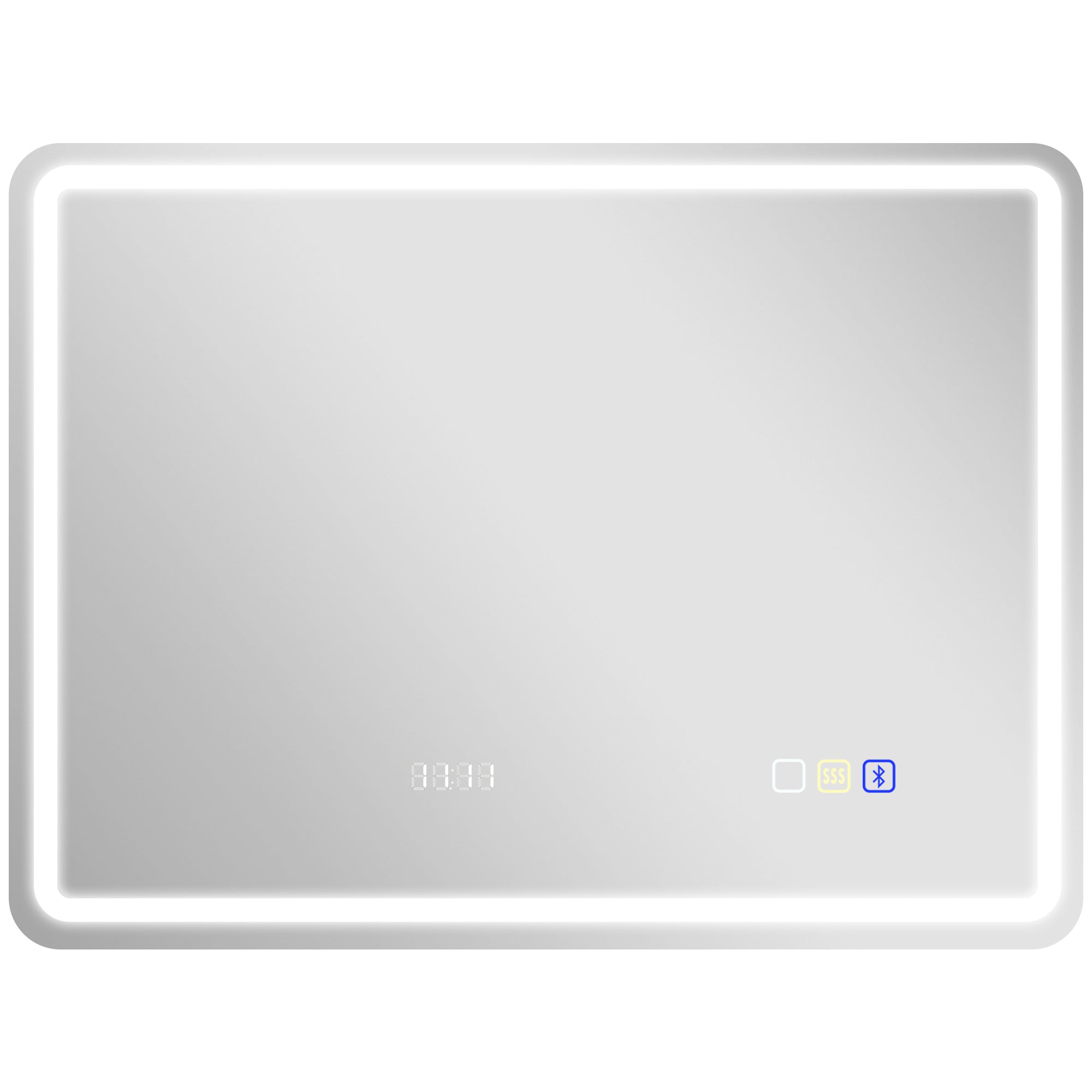 80 x 60 cm Bluetooth Bathroom Mirror - Silver-Tone