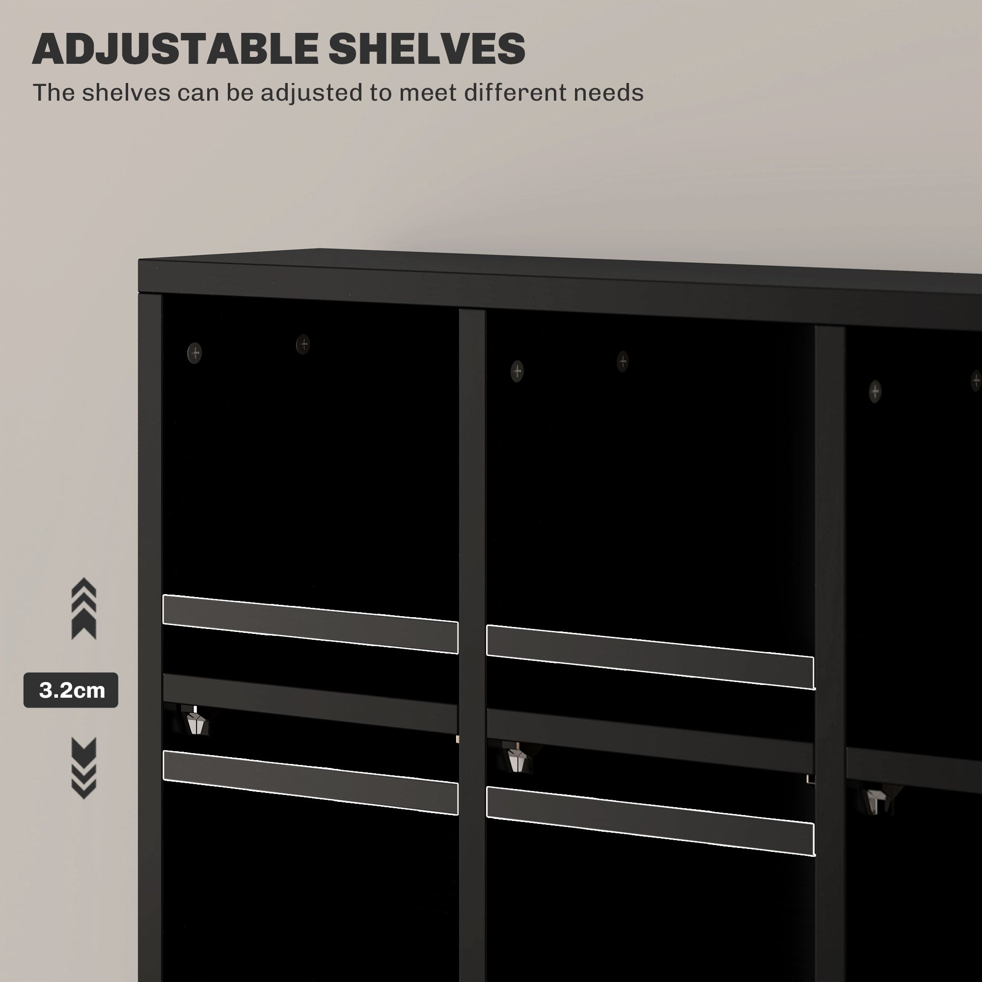 CD Storage Unit with 24 Cubes and Adjustable Shelves 89 x 130.5 cm - Black